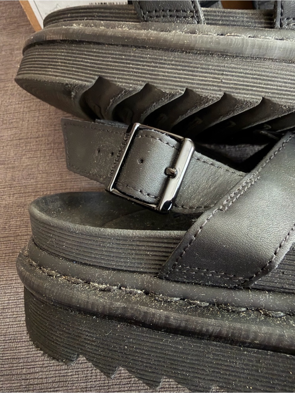 Womens DR MARTENS Air Wair Yelena Sandals Black Size 10 Hydro Leather - Picture 12 of 14